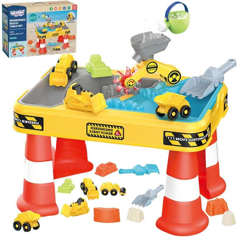 WOOPIE Water Table 2 in 1 Sandbox Construction Site + 4 Cars 12 pcs.