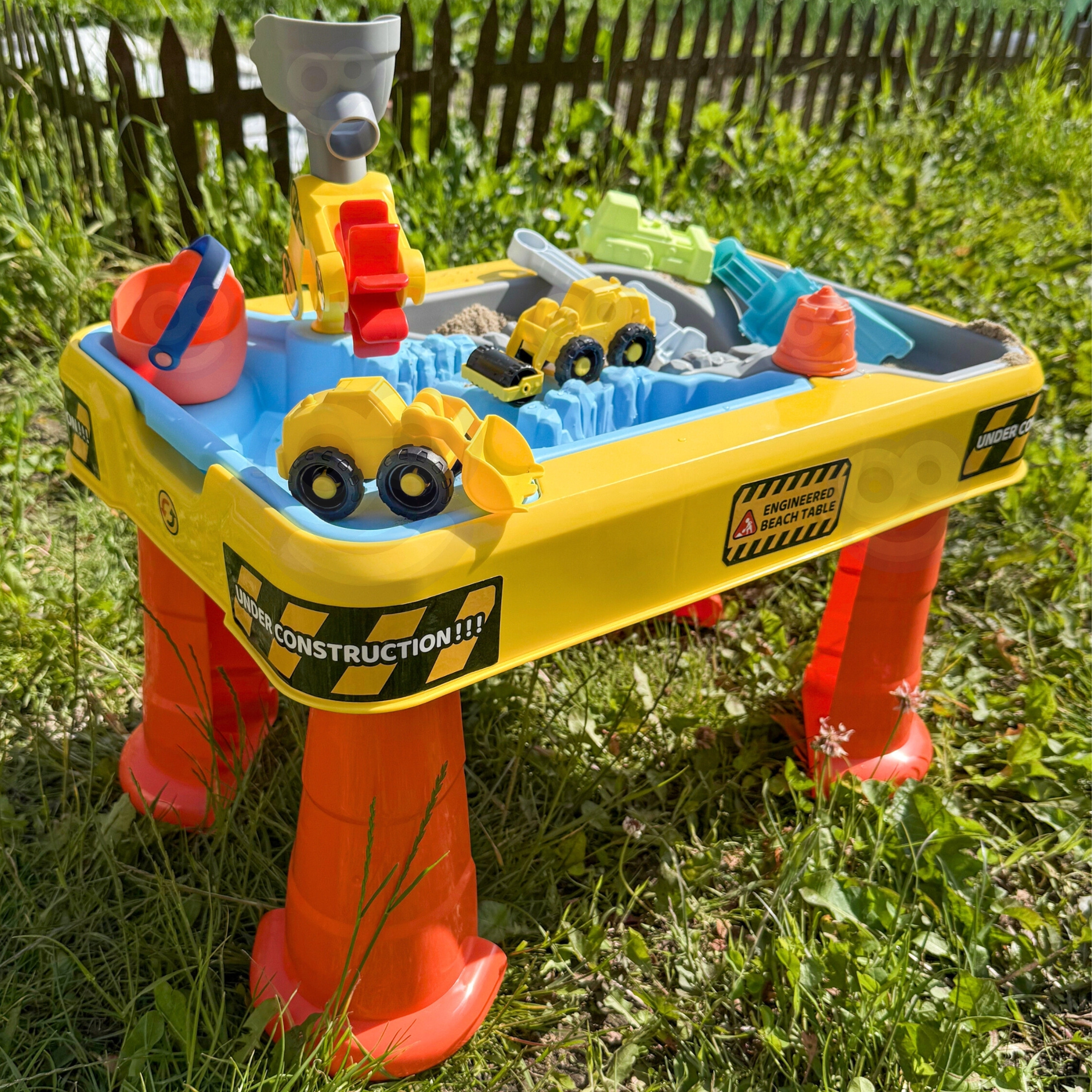 WOOPIE Water Table 2 in 1 Sandbox Construction Site + 4 Cars 12 pcs. - Slika 2