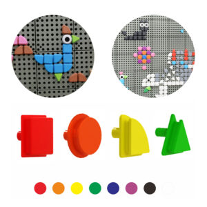 MASTERKIDZ Set of 64 Geometric Shaped Pegs for STEM Boards