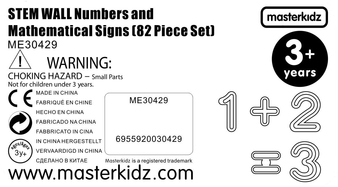 MASTERKIDZ Set of Numbers and Symbols for Learning Counting and Mathematics for STEM Wall Panels 82 pcs. - Slika 7