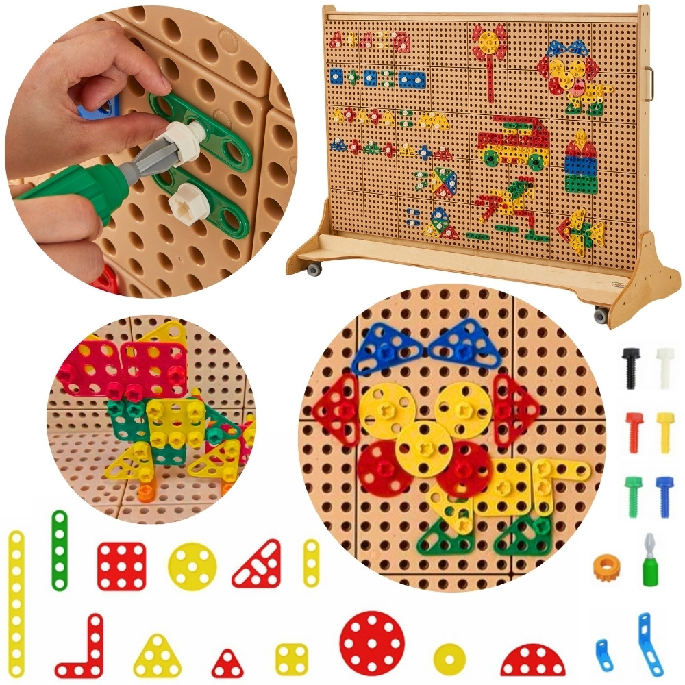 MASTERKIDZ Set of Geometric Shapes Blocks for STEM Wall Panels 260 pcs.