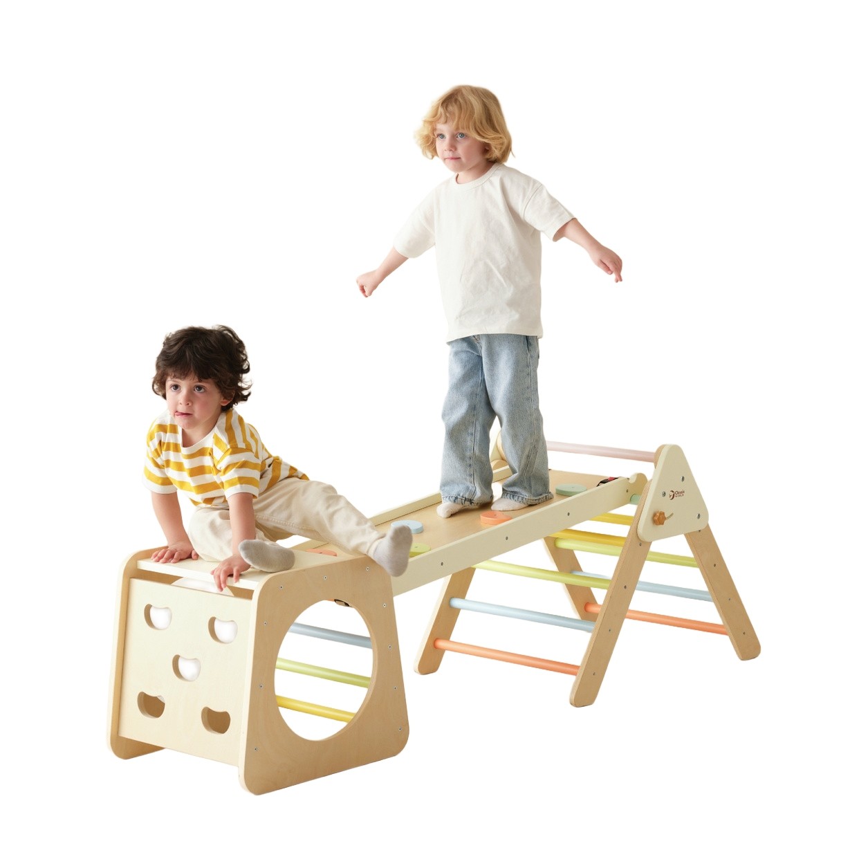 CLASSIC WORLD Wooden Climbing Triangle Montessori Set 5 in 1 - Playground Indoor Gym for Children