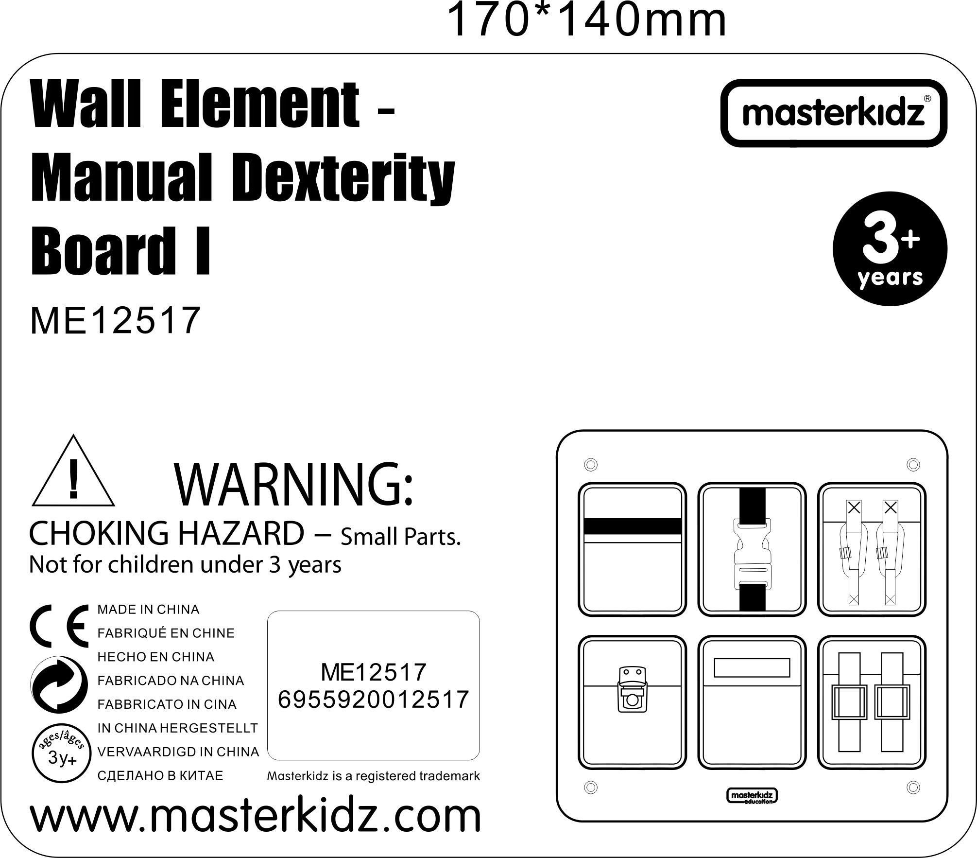 MASTERKIDZ Wooden Flex Wall Manipulation Board with Colorful Pockets, Buckles and Velcro - Slika 8