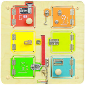 MASTERKIDZ Learning to Open and Close Locks Wall Manipulative Board