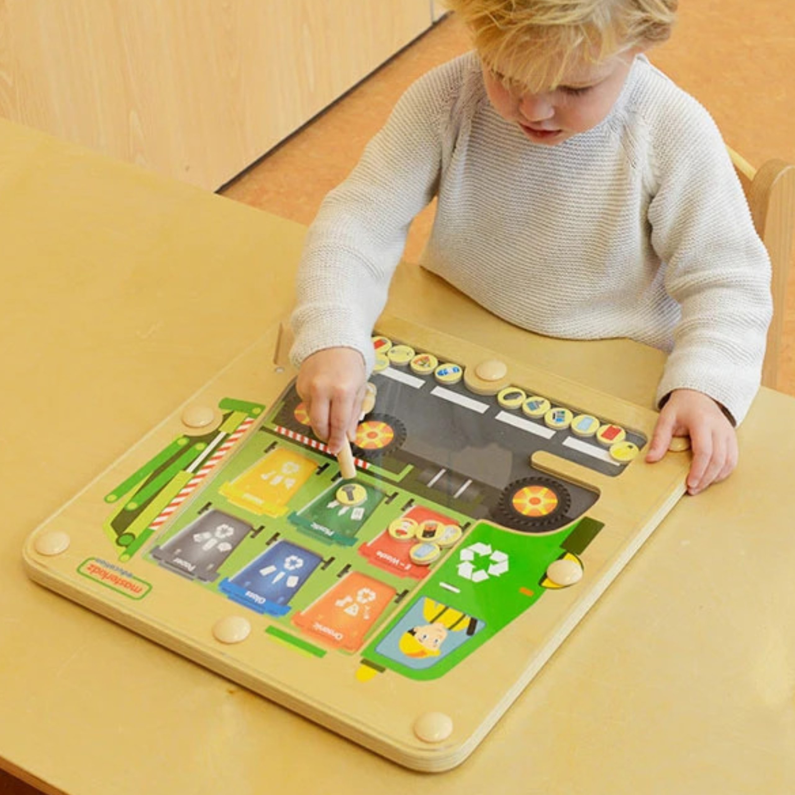 MASTERKIDZ magnetska ploča Waste Sorting Montessori Recycling kamion - Slika 2
