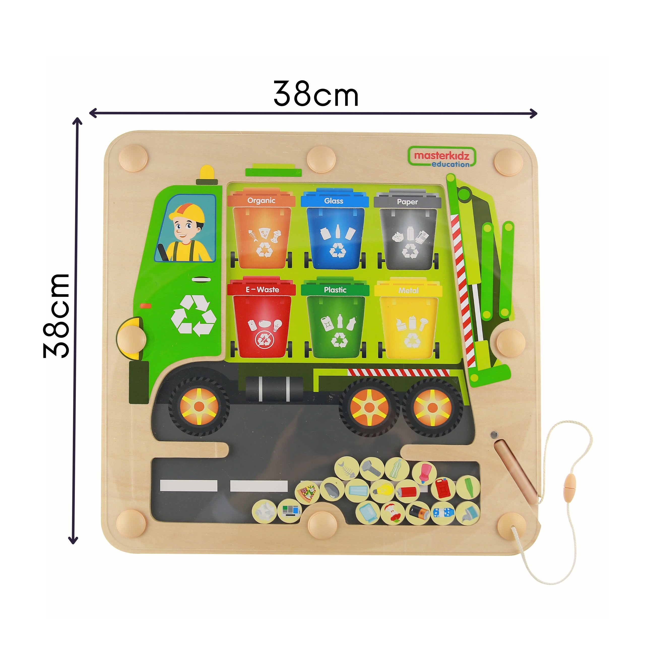 MASTERKIDZ magnetska ploča Waste Sorting Montessori Recycling kamion - Slika 8