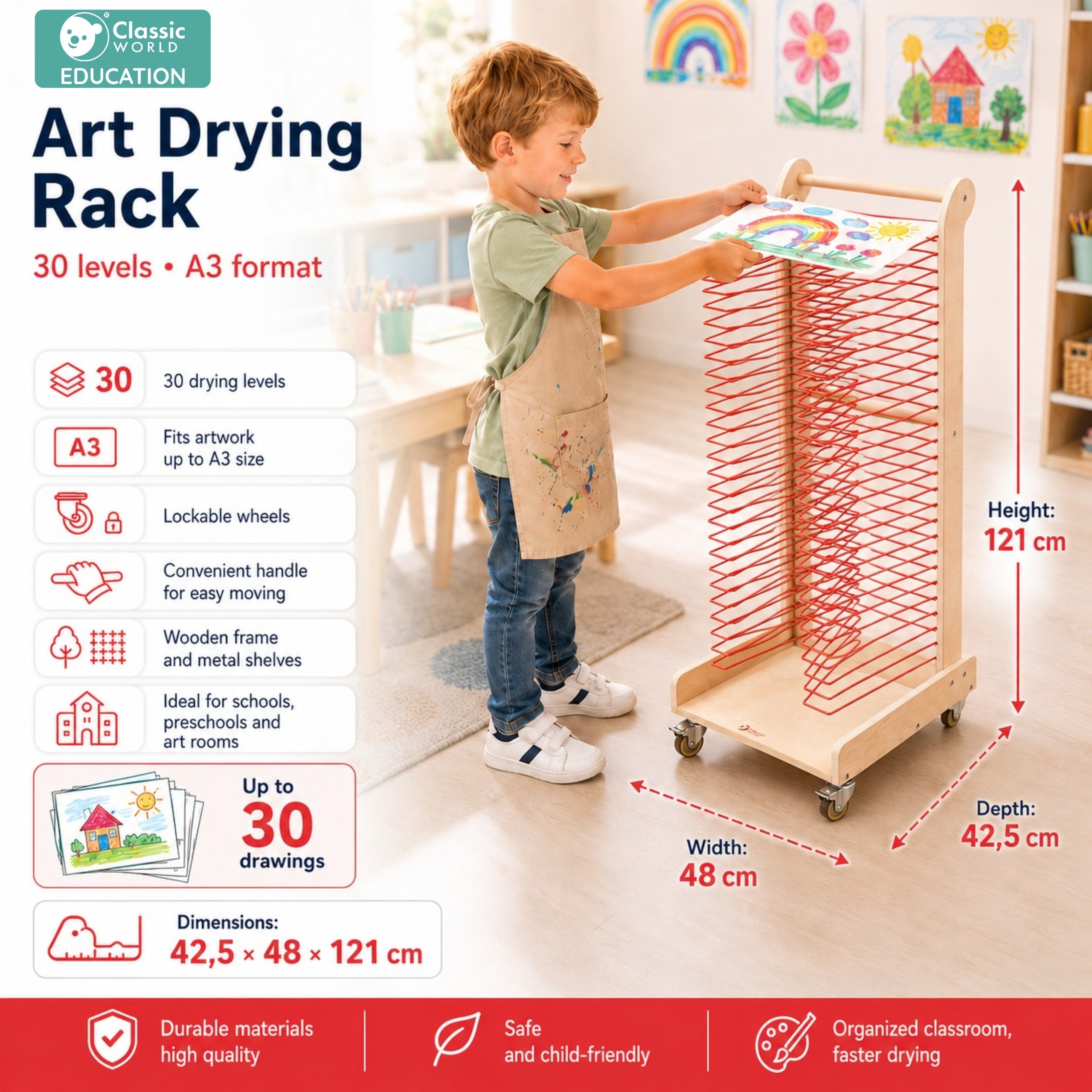 CLASSIC WORLD EDU Art Drying Rack - 30 Levels - Slika 5