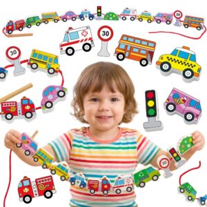 VIGA Wooden Blocks Wooden Interlacing Lace Cars