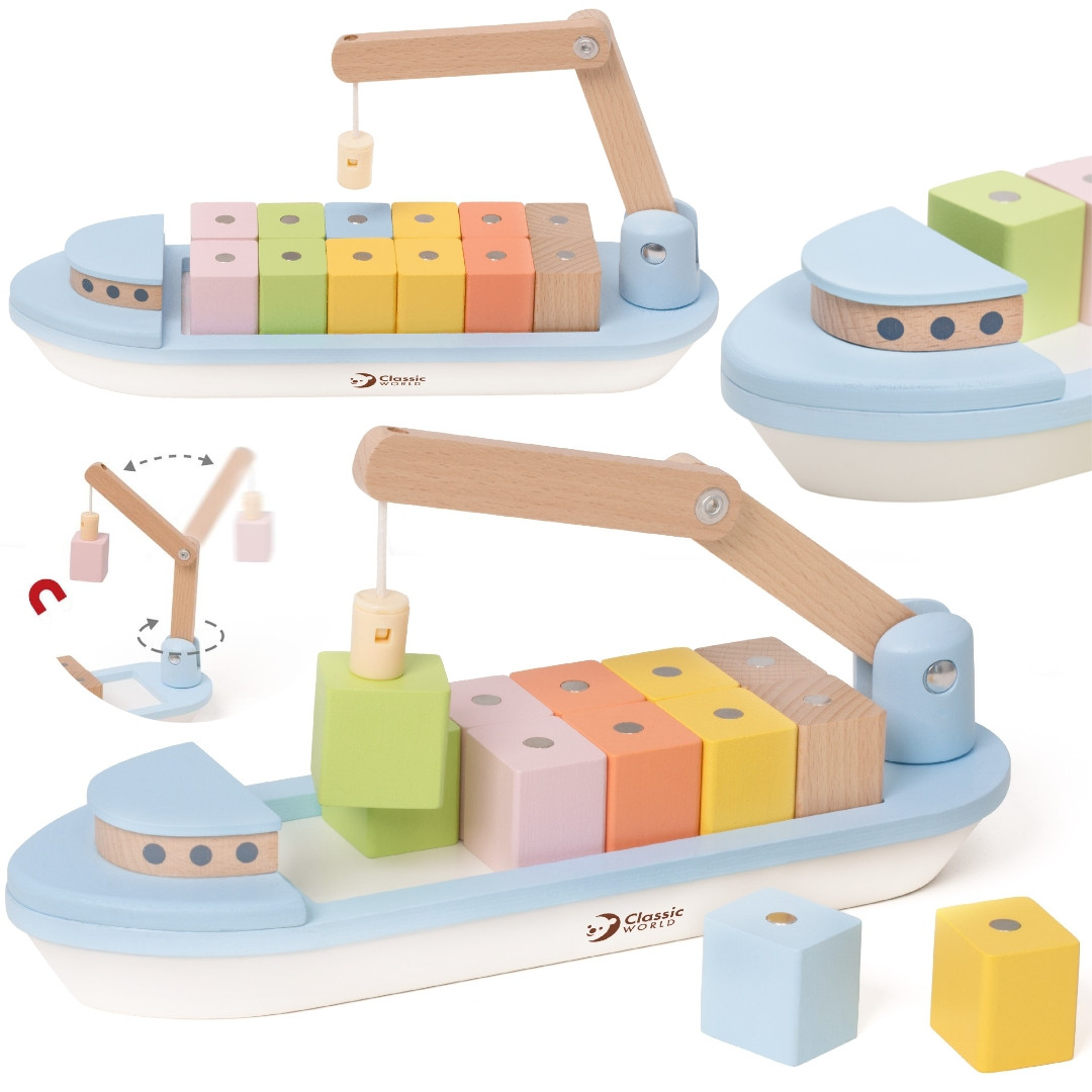 CLASSIC WORLD Wooden Block Stacking Ship 13 pcs.