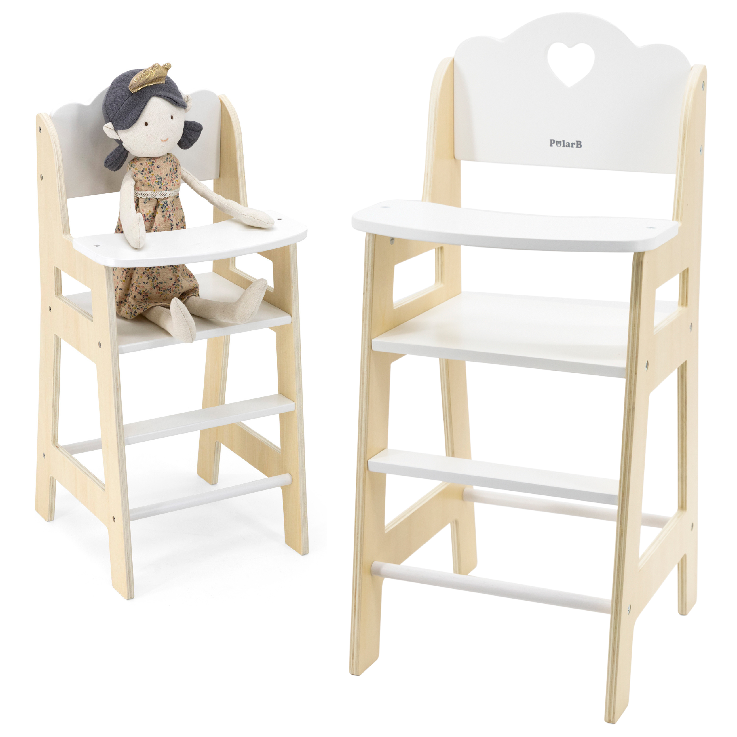 VIGA PolarB White Wooden Feeding Chair for Dolls - Slika 2