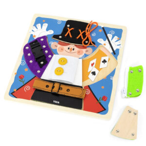 VIGA Wooden Manipulation Board with Clasps and Locks Monstessori Magician