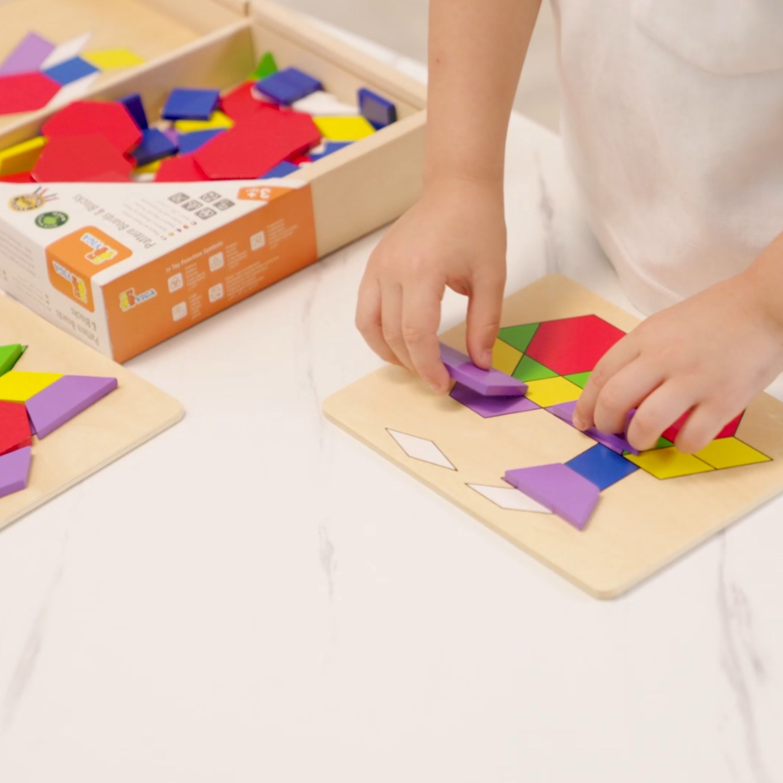 VIGA Wooden Geometric Mosaic Dienes Blocks Montessori Logical Puzzle 148 pieces - Slika 6
