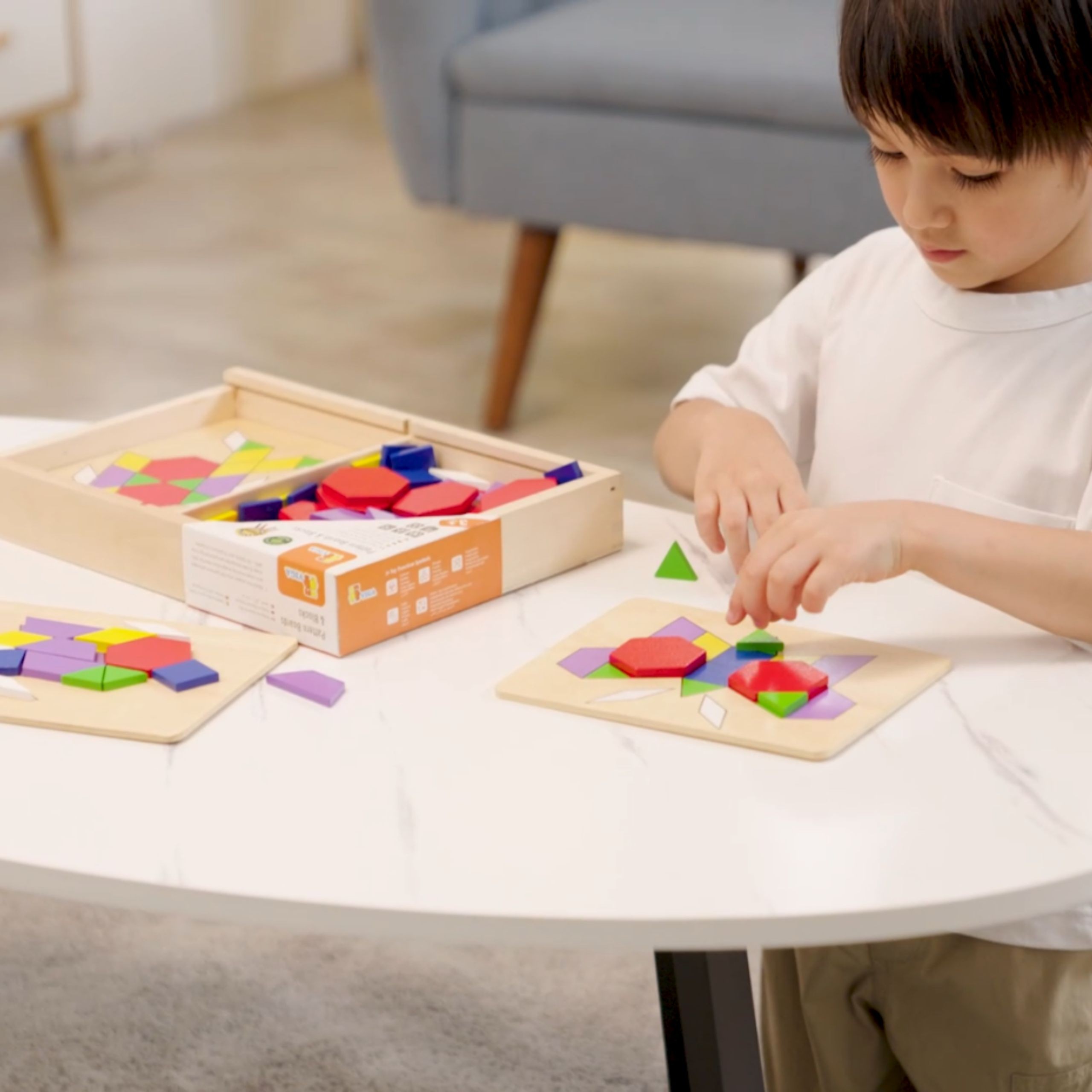 VIGA Wooden Geometric Mosaic Dienes Blocks Montessori Logical Puzzle 148 pieces - Slika 7