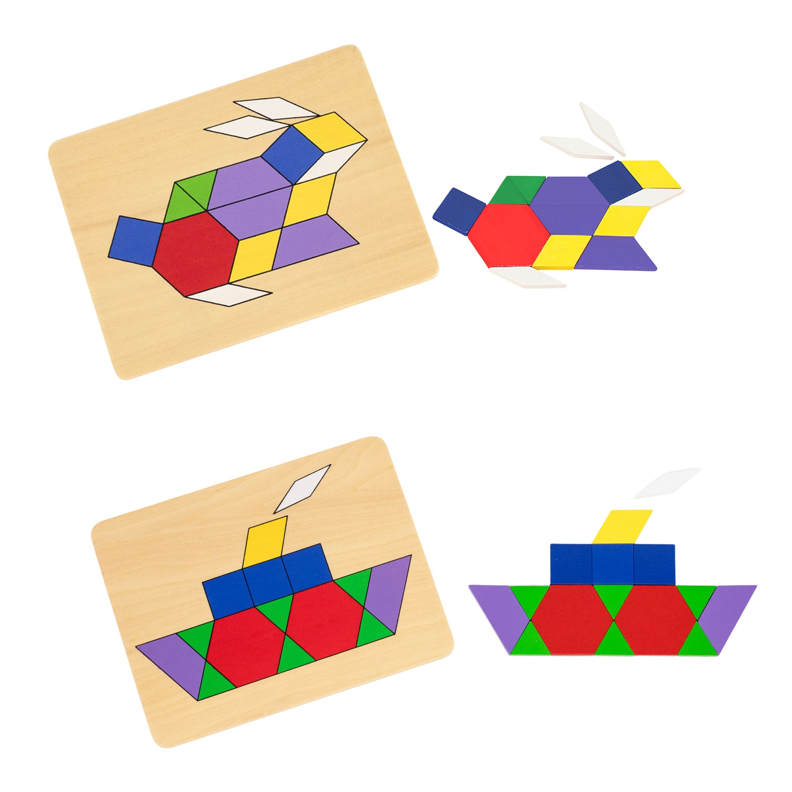 VIGA Wooden Geometric Mosaic Dienes Blocks Montessori Logical Puzzle 148 pieces - Slika 8