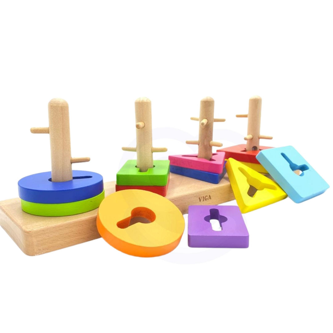 VIGA Drvene Montessori kocke za razvrstavanje oblika - Slika 7