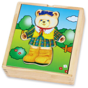 VIGA Wooden Logic Puzzle Dress Up Teddy Bear Girl