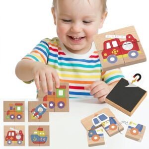 Viga drveni Montessori puzzle magnetski puzzle edukativni vozila
