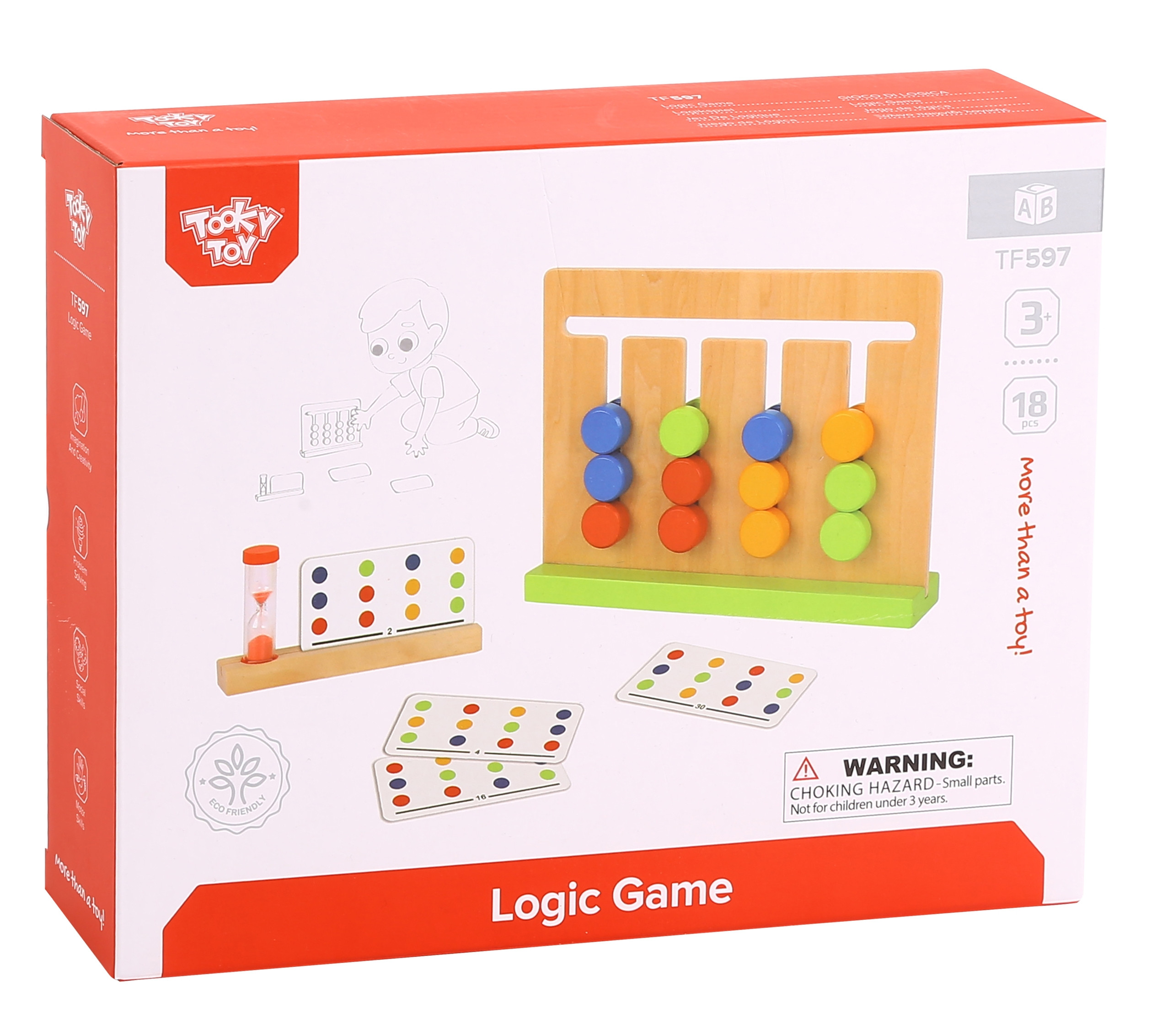 TOOKY TOY Logical Game Time Puzzle Colors 30 Patterns 18 pcs. - Slika 7