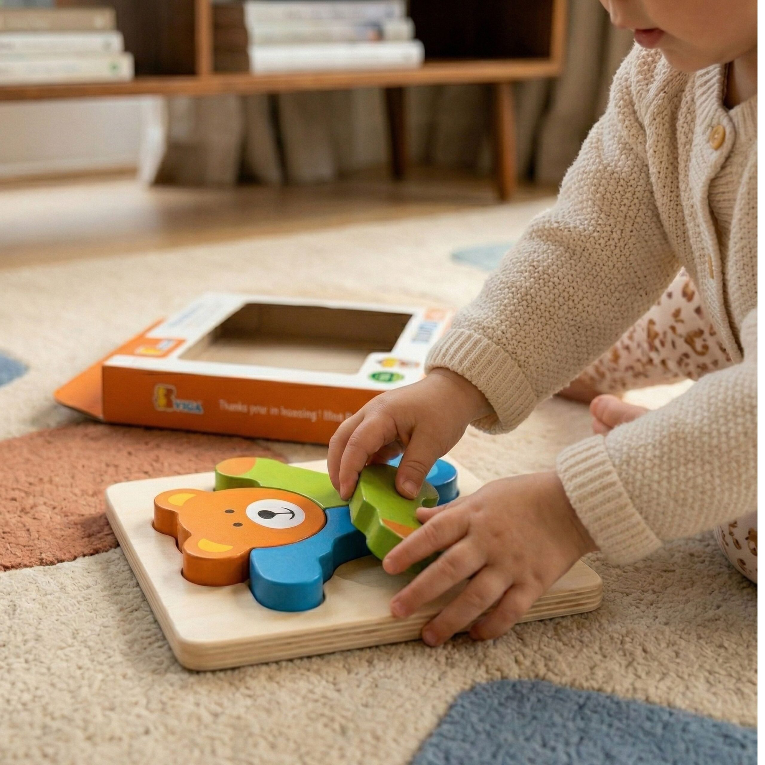 VIGA Baby's First Wooden Puzzle Teddy Bear - Slika 2