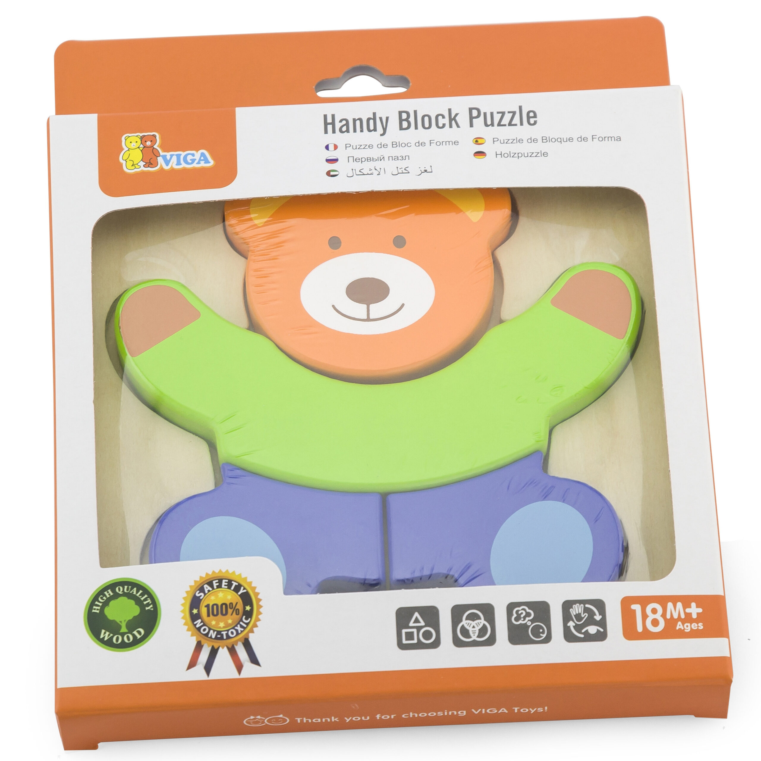 VIGA Baby's First Wooden Puzzle Teddy Bear - Slika 4