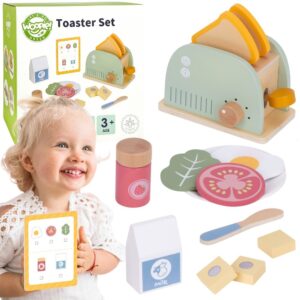 WOOPIE GREEN Wooden Toaster Breakfast Set with Accessories 14 pcs FSC