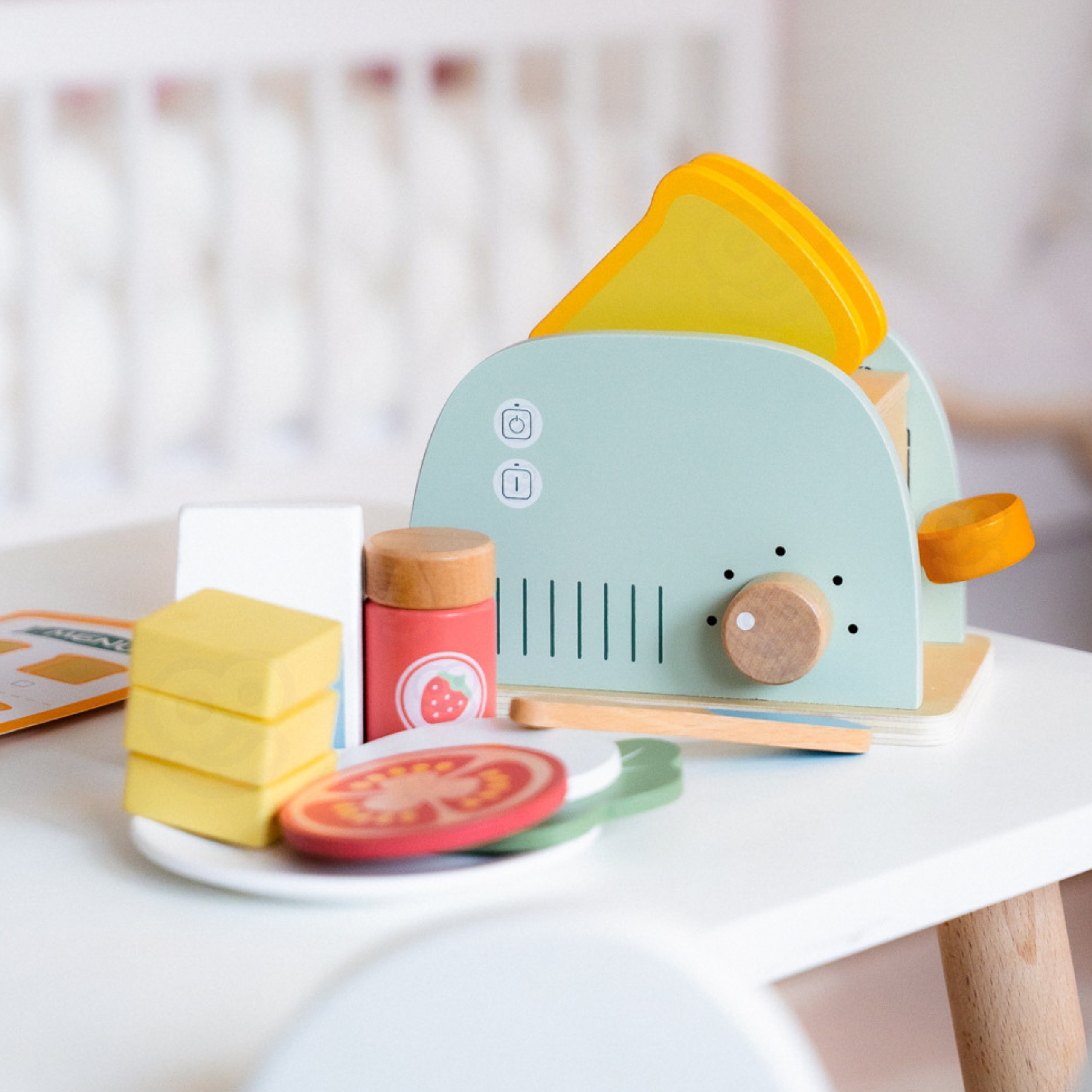 WOOPIE GREEN Wooden Toaster Breakfast Set with Accessories 14 pcs FSC - Slika 2