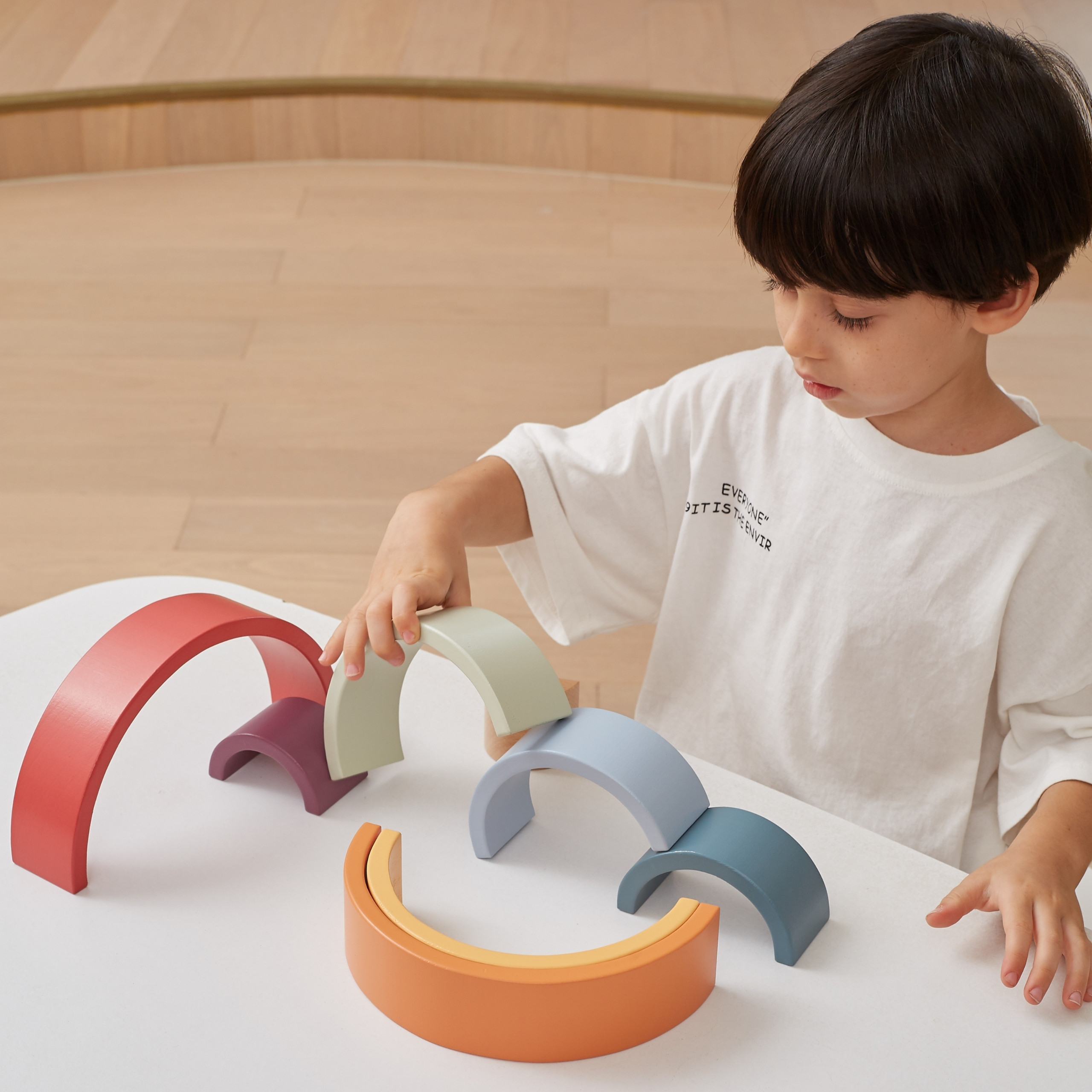 VIGA PolarB drveni Rainbow puzzle kreativni Montessori kocke - Slika 3