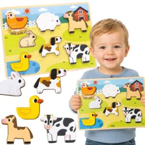 VIGA drvena slagalica Montessori 2u1 figurice Farm
