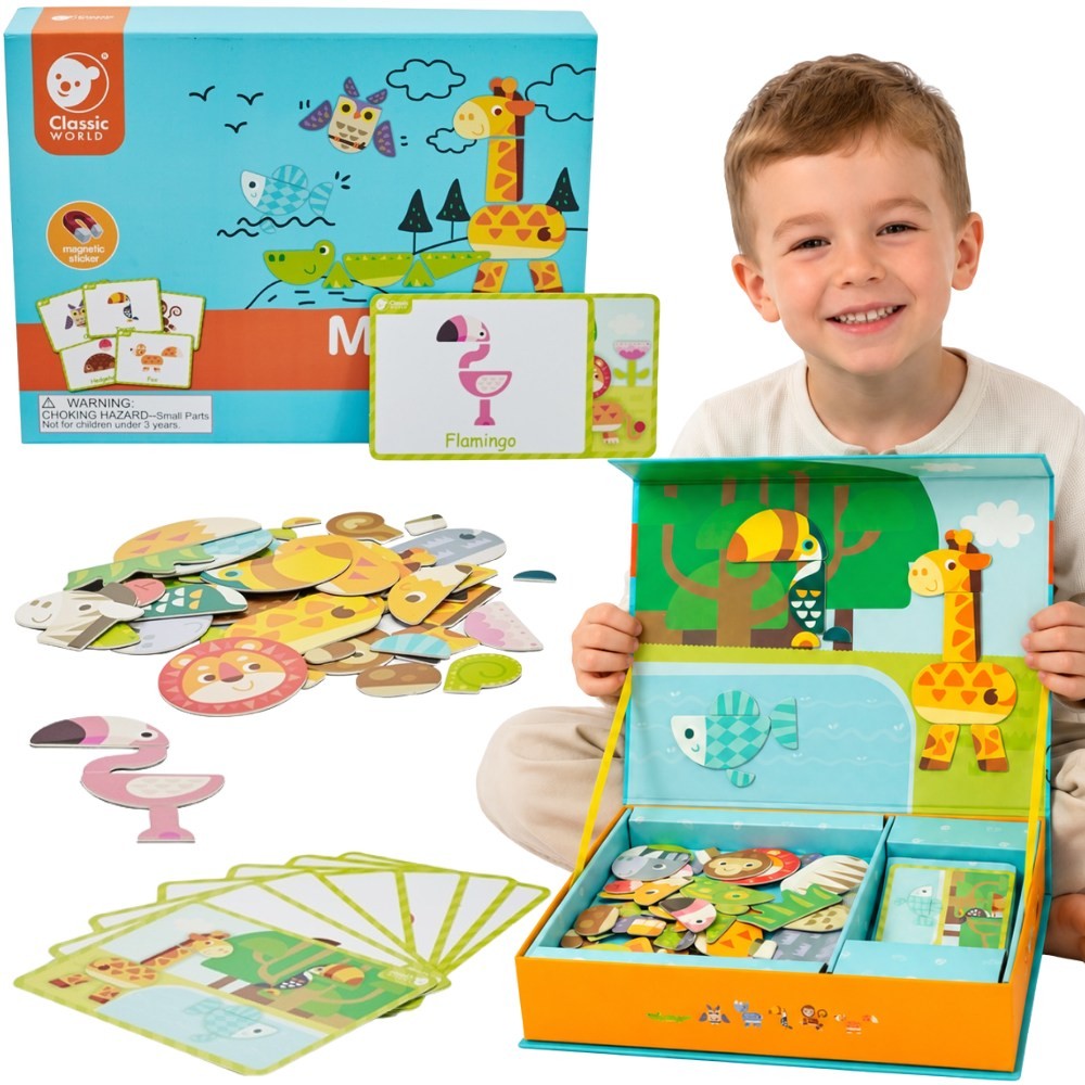 CLASSIC WORLD magnetski puzzle životinje ploča kocke Memory puzzle 60 dijelova