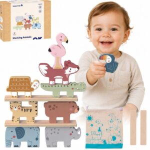 TOOKY drvene kocke puzzle Tower Stacker Stacks životinje Montessori 13 dijelova