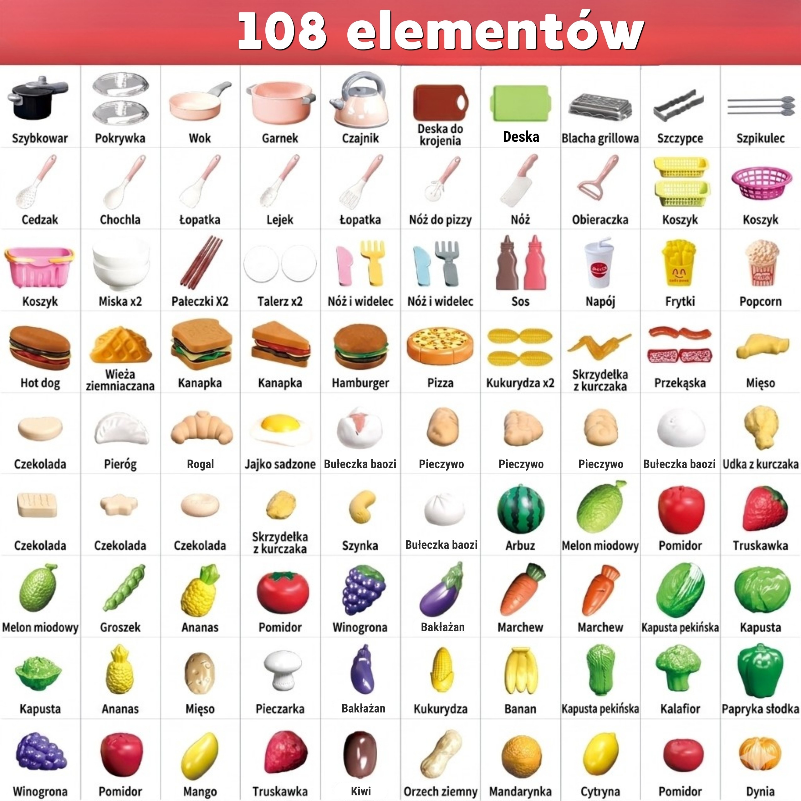 WOOPIE Kitchen Accessories Set Cooking Toy 108 pcs - Slika 5