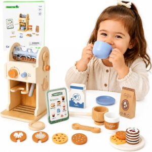 TOOKY TOY Wooden Coffee Set – Barista Espresso Machine