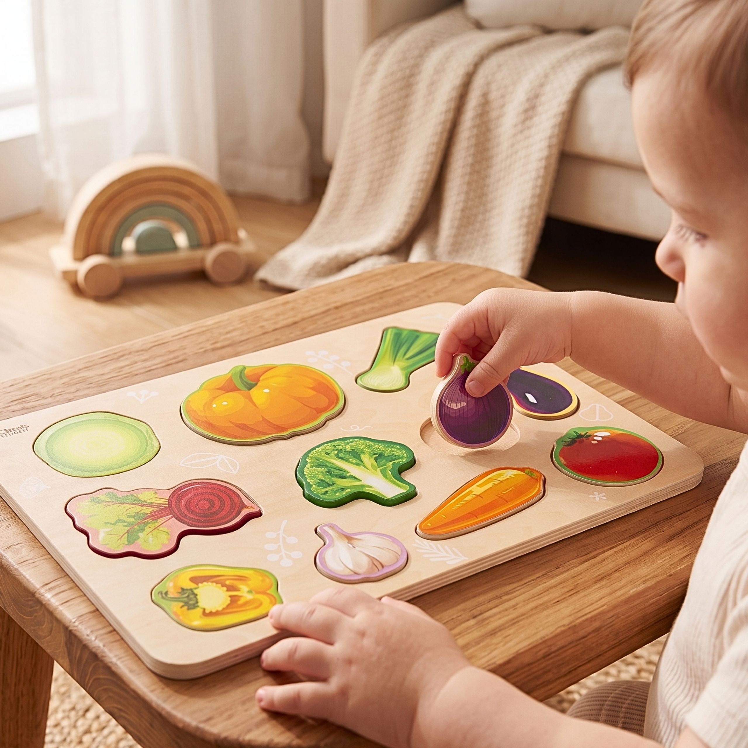 CLASSIC WORLD Wooden Montessori Vegetable Puzzle - Slika 2