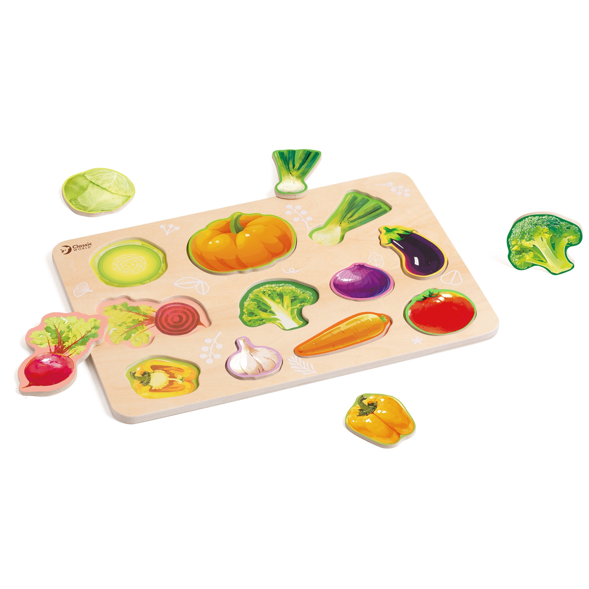 CLASSIC WORLD Wooden Montessori Vegetable Puzzle - Slika 4