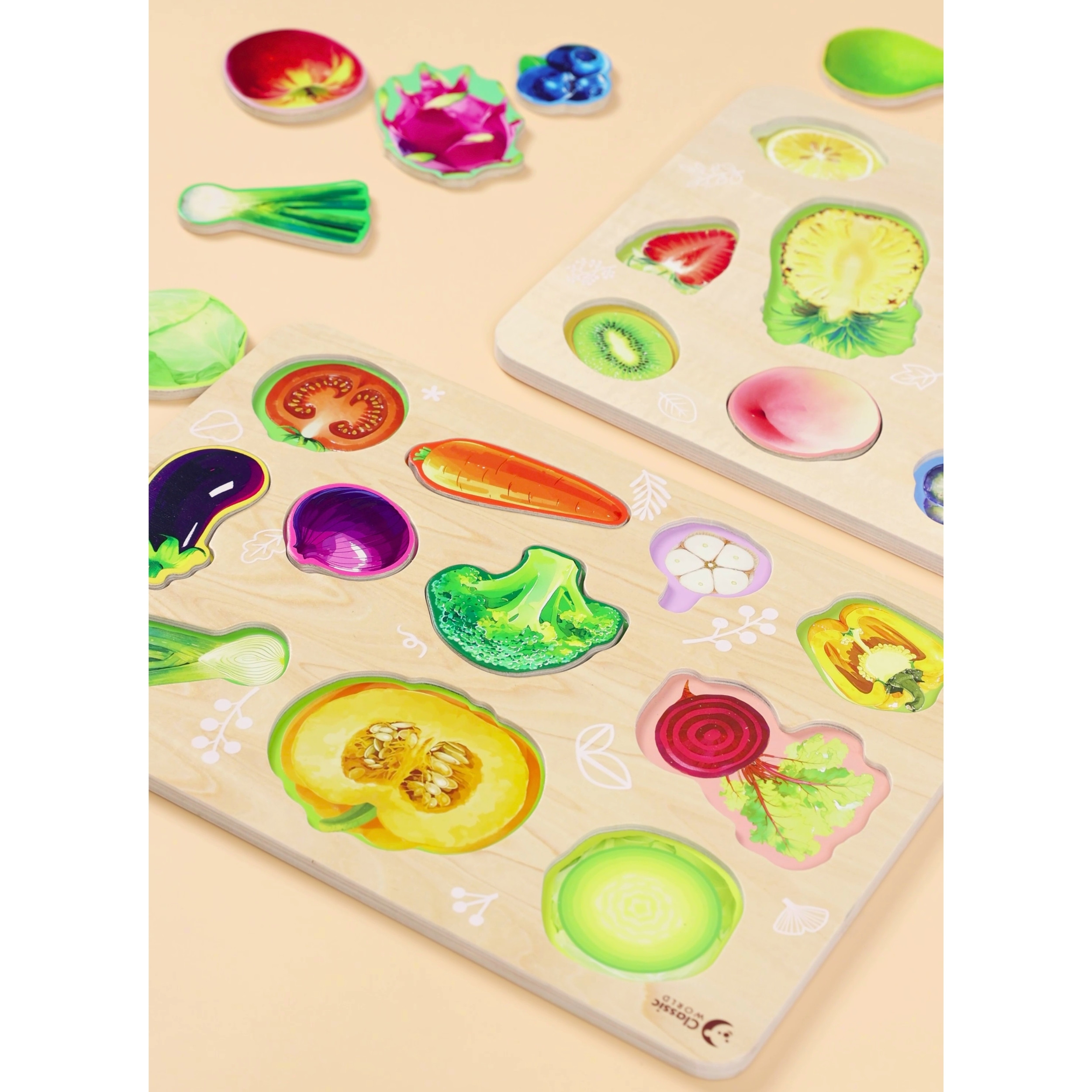 CLASSIC WORLD Wooden Montessori Vegetable Puzzle - Slika 7