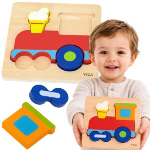 VIGA Wooden Montessori Educational Puzzle Train