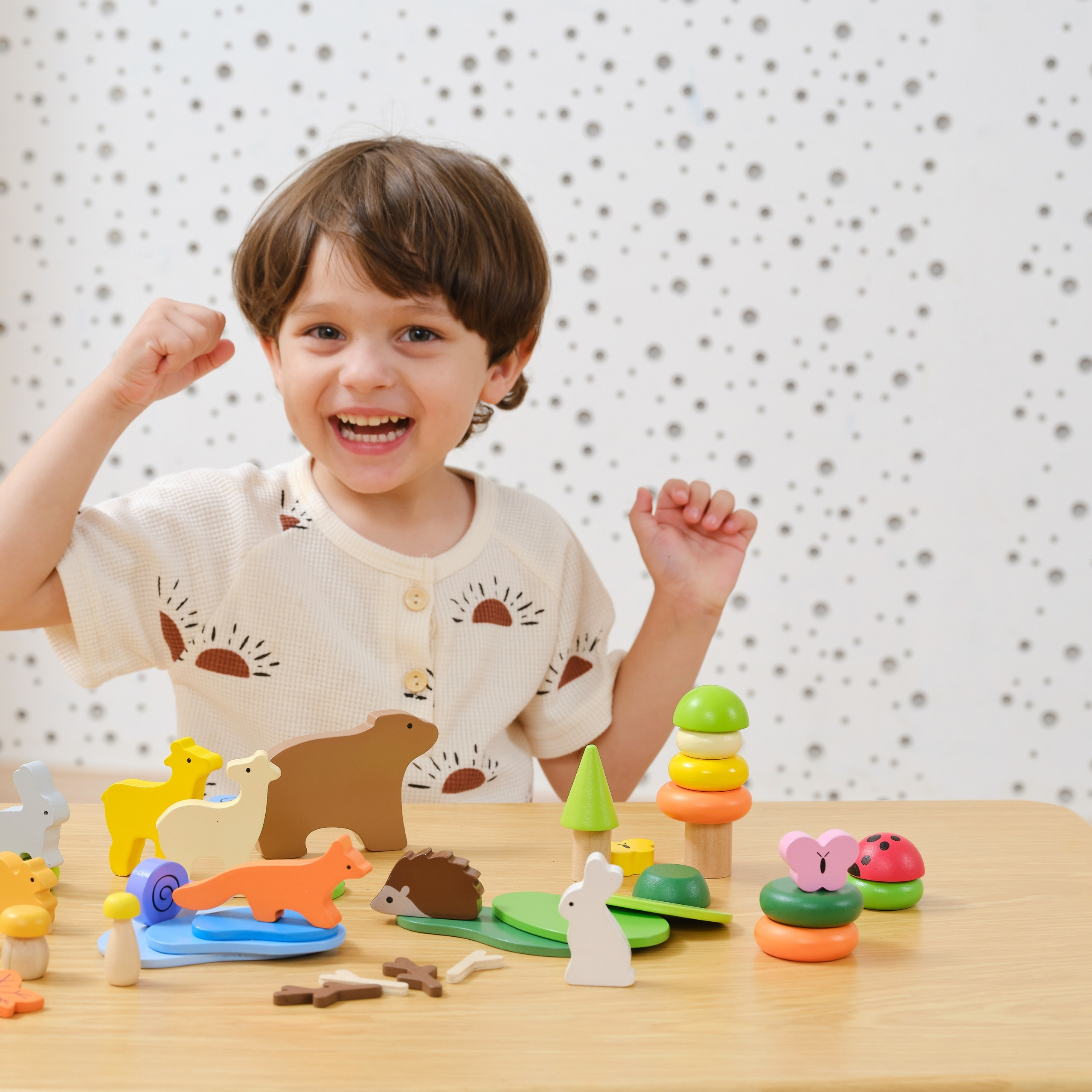 VIGA Wooden Blocks Colorful Forest Tales Box 58 pcs. - Slika 4