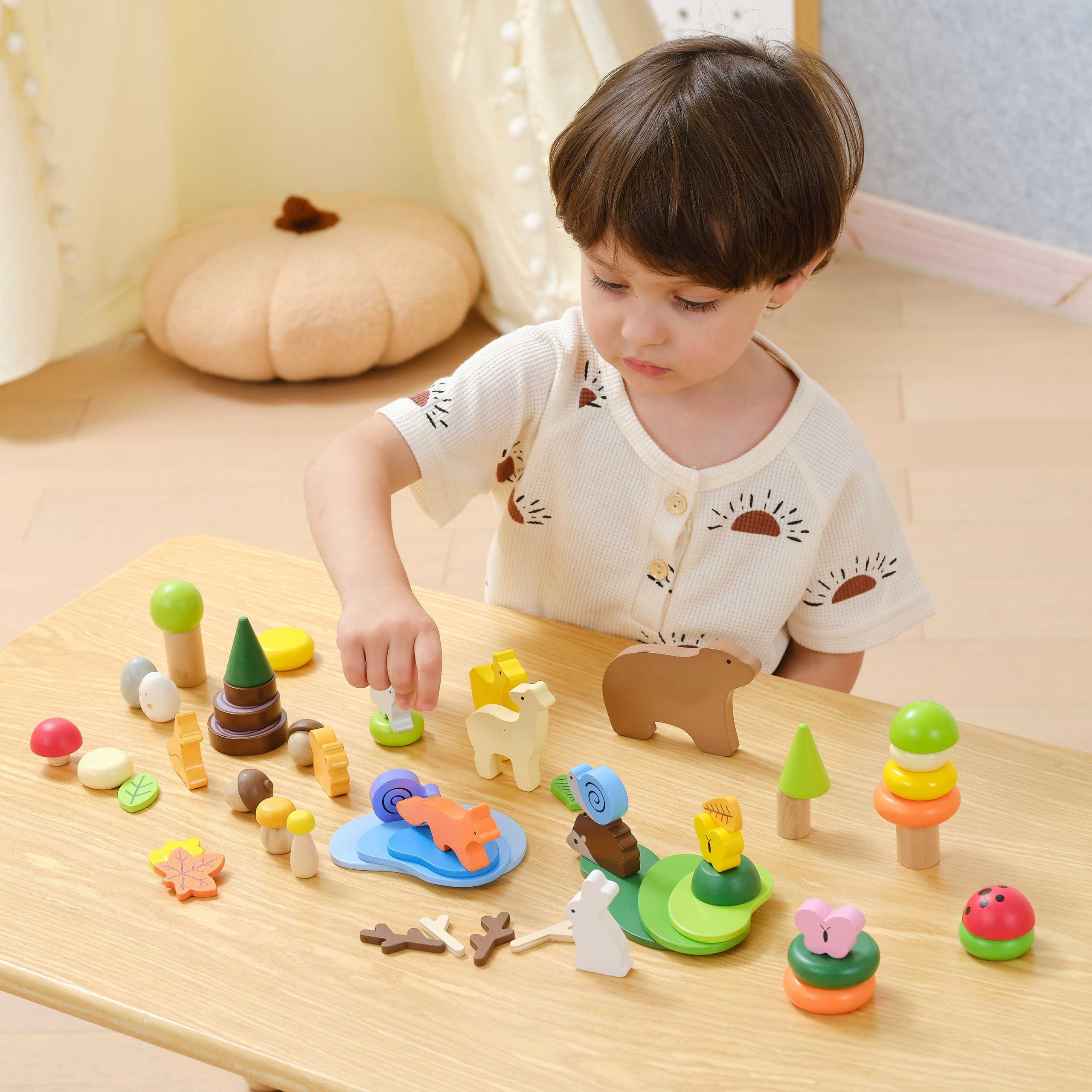 VIGA Wooden Blocks Colorful Forest Tales Box 58 pcs. - Slika 5