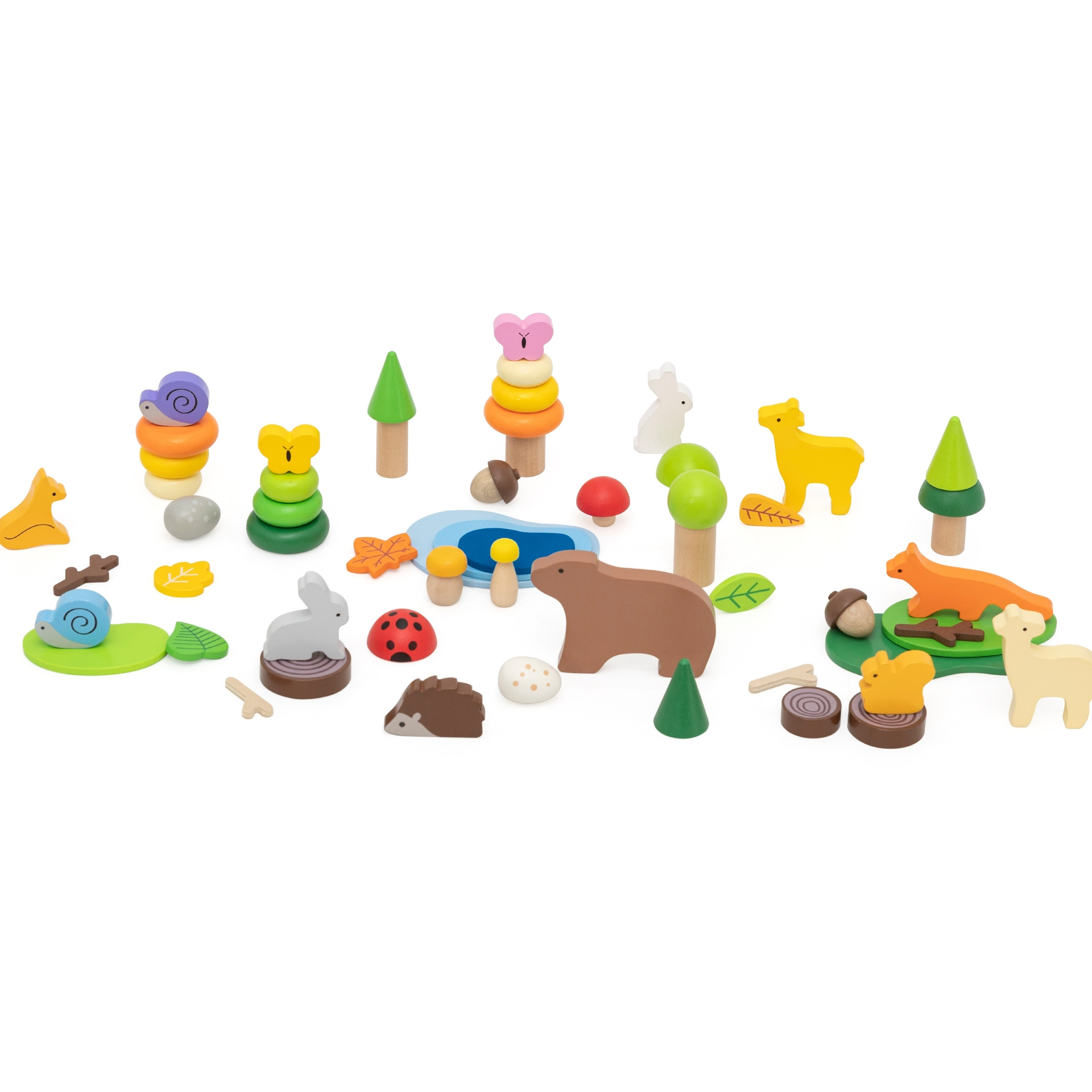 VIGA Wooden Blocks Colorful Forest Tales Box 58 pcs. - Slika 6