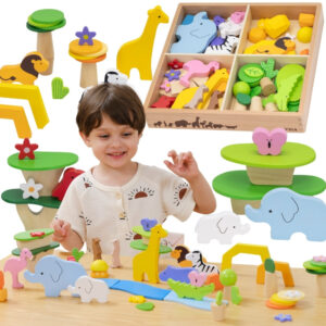VIGA Wooden Blocks Colorful Tropical Stories Box 55 pcs.