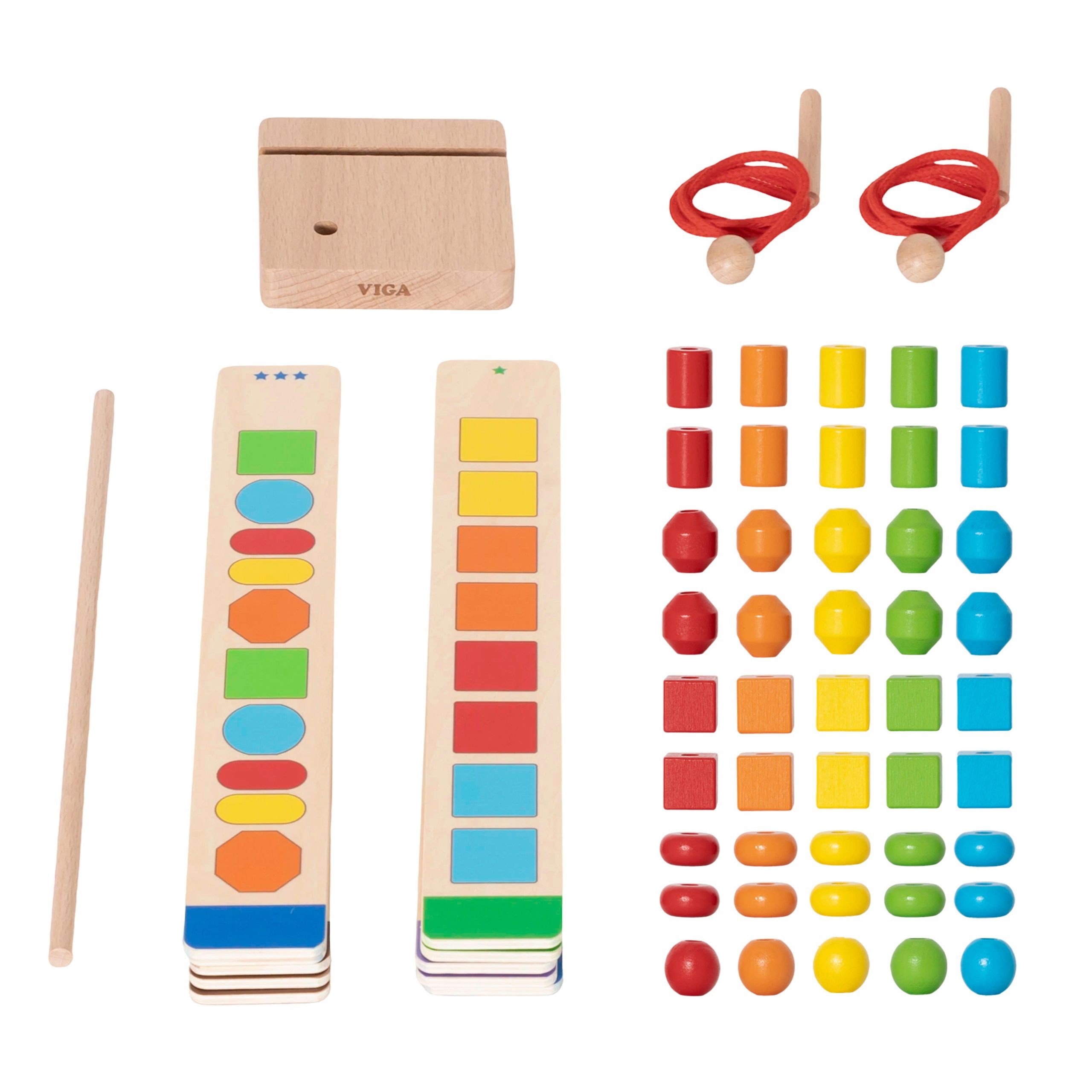 VIGA Wooden Beads for Stringing Sequencing Patterns 64 pcs 3+ - Slika 7