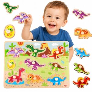 TOOKY drveni Montessori puzzle Dinosaurs Shapes puzzle