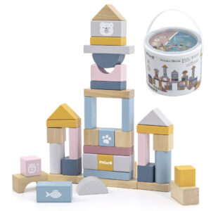 VIGA PolarB Set of wooden blocks in a bucket – 60 pieces