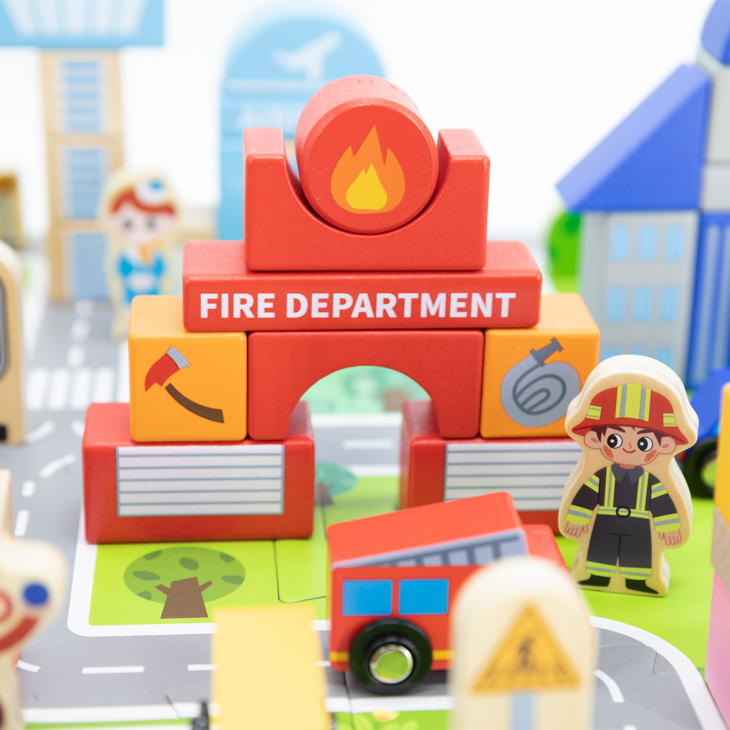VIGA Wooden Set Building a City Blocks Board Figures - Slika 5