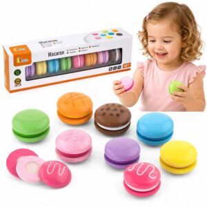 VIGA Wooden Cookies Colorful Cookies Macaroon Set 8 pcs