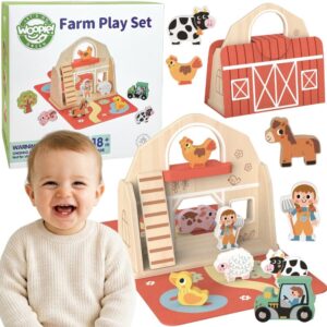 WOOPIE GREEN Wooden Folding Farm in a Suitcase with Animals 11 pcs.