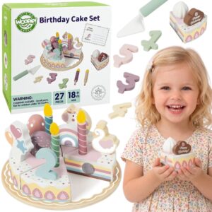 WOOPIE GREEN Wooden Birthday Cake for Cutting with Velcro 27 pcs.