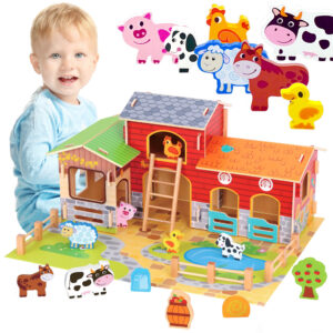 WOOPIE GREEN Mega Farm Animal Figures Stable Cowshed Henhouse 18 pcs.