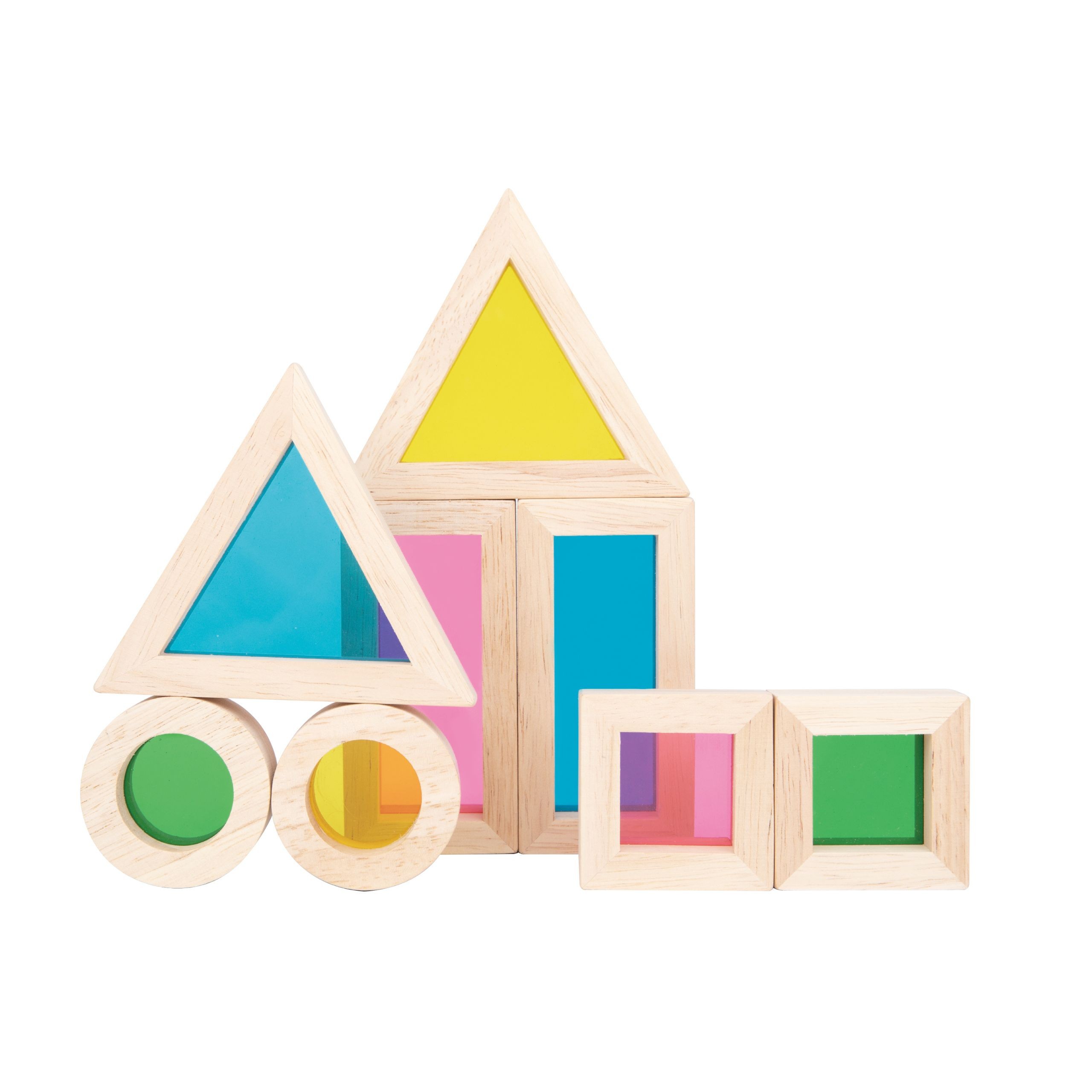 TOOKY TOY Wooden Colorful Mirror Blocks Set of 8 pieces FSC - Slika 4