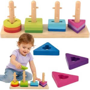 TOOKY TOY Shape Sorter with Colorful Montessori Blocks